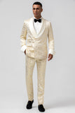 Champagne 2 Piece Notched Lapel Men's Prom Suit with Pattern