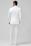 White 2 Piece Slim Fit Printed Men's Formal Suit