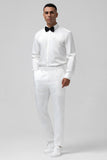 White 2 Piece Slim Fit Printed Men's Formal Suit