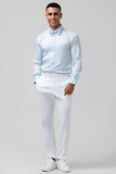 2 Piece Light Blue Men Suits with Pattern