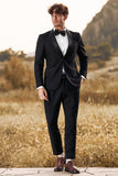 Black 3-Pieces Shawl Lapel Slim Fit Men's Suits