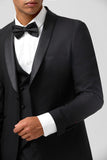 3 Pieces Black Double Breasted Wedding Suits for Men