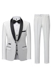 Black 3-Pieces Shawl Lapel Slim Fit Men's Suits