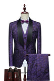 White Shawl Lapel Jacquard 3 Pieces Men's Prom Suits