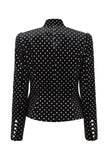 Sparkly Vintage Fitted Peak Lapel Women Velvet Party Blazer