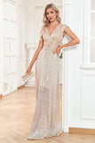 Sparkly A-Line Sleeveless Champagne Mother of the Bride Dress