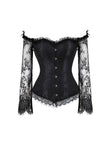 Corset Bone Style Black Palace Lace Long Sleeves Shapewear