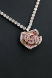 Rose Shape Rhinestone Earrings Necklace Jewelry Set