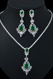 Rhinestone Teardrop Earrings and Necklace Jewelry Set