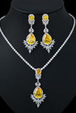 Rhinestone Teardrop Earrings and Necklace Jewelry Set