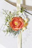 Orange Wrist Corsage and Men Boutonniere Set for Prom Wedding Party