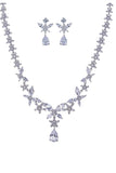 Royal Blue Butterfly Crystal Drop Earrings Necklace Jewelry Set