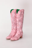 Pretty Dusty Rose Embroidered Knee-High Cowgirl Boots