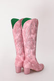 Pretty Dusty Rose Embroidered Knee-High Cowgirl Boots