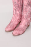 Pretty Dusty Rose Embroidered Knee-High Cowgirl Boots