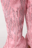 Pretty Dusty Rose Embroidered Knee-High Cowgirl Boots