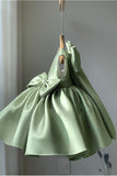 Pine Cute A Line Satin Flower Girl Dress With Bowknot