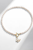 White Sparkly Big Butterfly Choker Dainty Pearl Chain Necklace