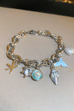 Sea Shell and Fish Tail Shaped Pendant Chain Bracelet