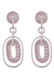 Pink Rhinestone Ring Drop Earrings