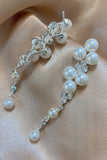 White Pearl Beading Earrings