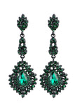 Dark Green Rhinestone Dangle Earrings