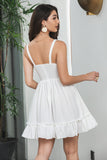 A-Line White Short Graduation Dress with Bow