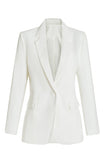 White Notched Lapel Women Blazer