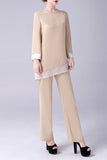 Champagne Long Sleeves 2 Pieces Mother of the Bride Pant Suits