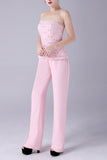 Pink 3 Pieces Lace Coat Mother of the Bride Pant Suits