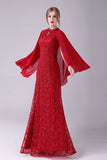 Burgundy A-Line Embroidery Mother of the Bride Dress With Wrap