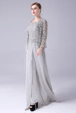 Silver Jumpsuit/Pantsuit Separates Lace Chiffon Mother of the Bride Dress