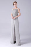 Silver Jumpsuit/Pantsuit Separates Lace Chiffon Mother of the Bride Dress