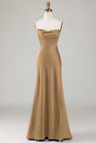 Twilight Mermaid Satin Long Bridesmaid Dress with Slit