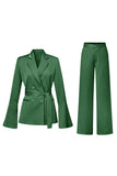 Champagne Flare Sleeves 2 Piece Women's Suits with Belt