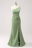 Terracotta Mermaid Backless Bridesmaid Dress with Slit