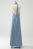 Peacock Sheath V-Neck Backless Wedding Guest Dress with Slit