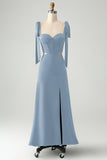 Olive Spaghetti Straps Corset Hollow Out Wedding Guest Dress with Slit