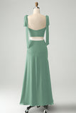 Terracotta A Line Corset Wedding Guest Dress with Bowknot