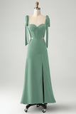 Terracotta A Line Corset Wedding Guest Dress with Bowknot