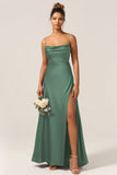 Twilight Mermaid Satin Bridesmaid Dress with Criss Cross Back