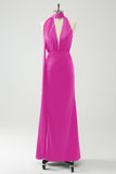 Burgundy Sheath V-Neck Backless Wedding Guest Dress with Ribbon