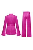 Champagne Flare Sleeves 2 Piece Women's Suits with Belt