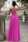 Eucalyptus V Neck Cut Out A Line Chiffon Wedding Guest Dress