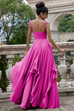 Eucalyptus Corset A-Line Chiffon Bridesmaid Dress with Ruffles