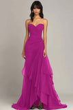 Elegant Sweetheart Ruched Ruffled Maxi Black Tie Dress