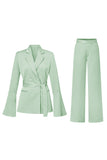 Champagne Flare Sleeves 2 Piece Women's Suits with Belt