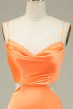 Bodycon Orange Spaghetti Straps Prom Dress