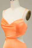 Bodycon Orange Spaghetti Straps Prom Dress