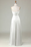 Keyhole Spaghetti Straps Bridesmaid Dress with Slit